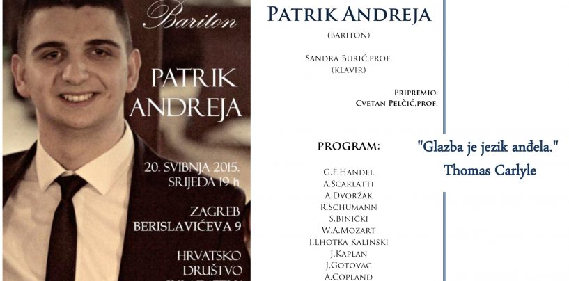 KONCERT PATRIK ANDREJA U HRVATSKOM DRUŠTVU SKLADATELJA