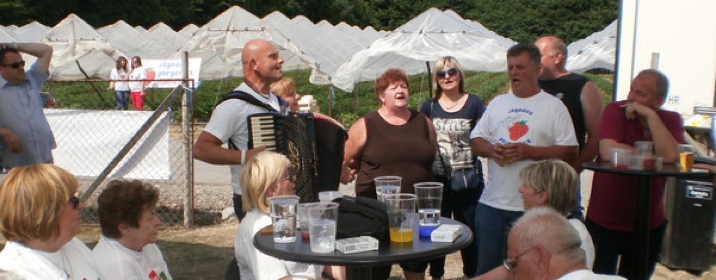 OKUPLJANJE ČLANOVA BANDIĆEVE STRANKE NA PLANTAŽI JAGODA