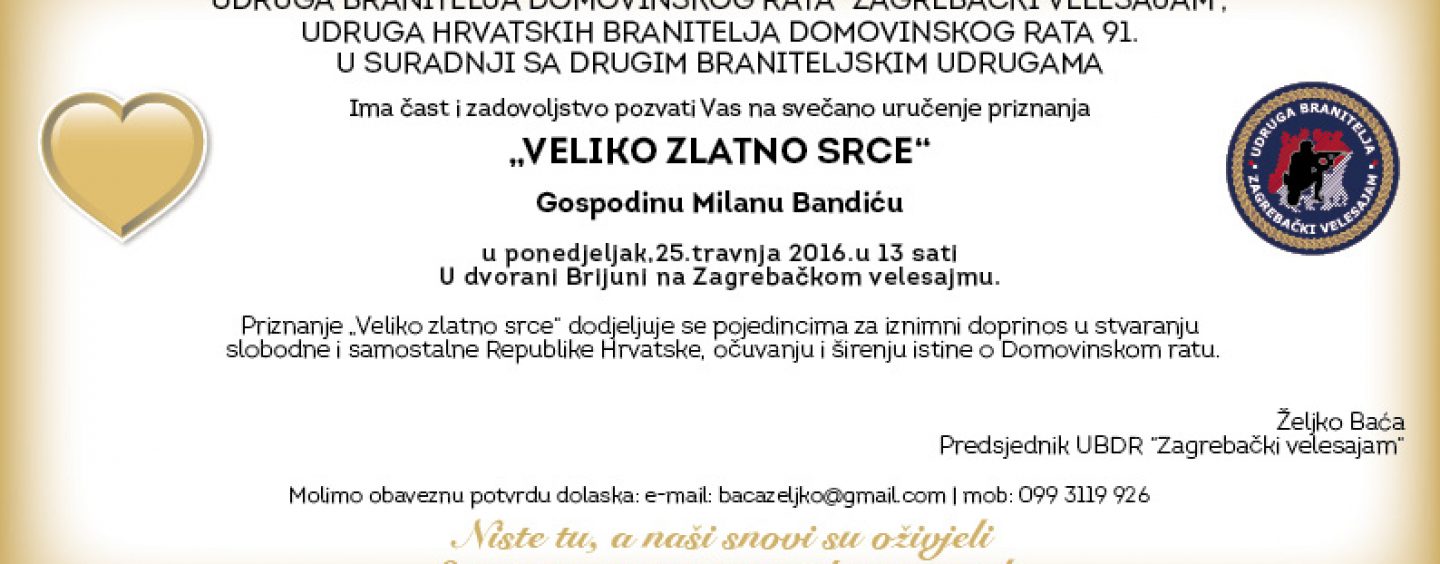 BANDIĆU PRIZNANJE BRANITELJSKIH UDRUGA