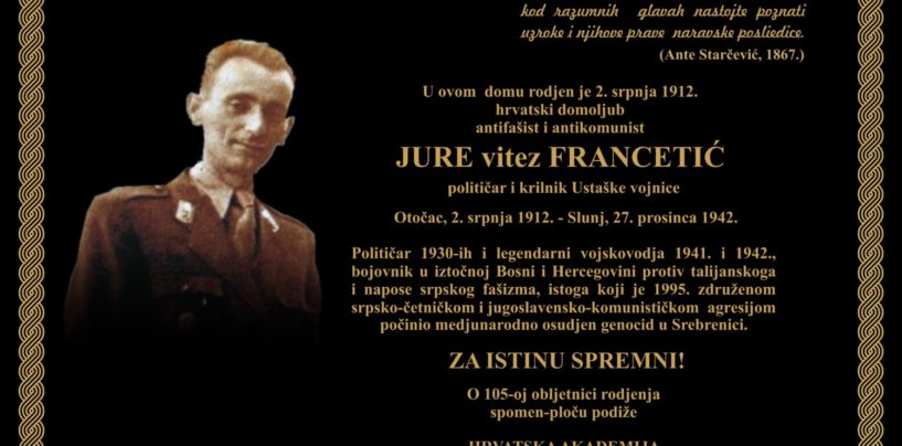 JURE FRANCETIĆ U SVOM I NAŠEM VREMENU  (VELEBITNA PREPOZNAVANJA)