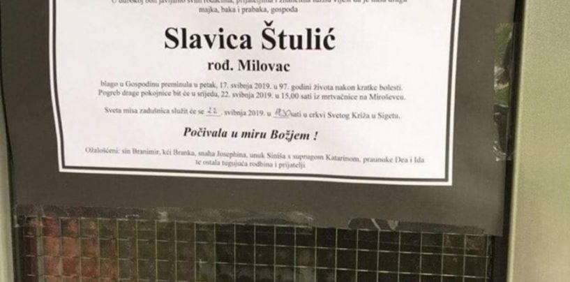 BRANIMIRU ŠTULIĆU UMRLA MAJKA