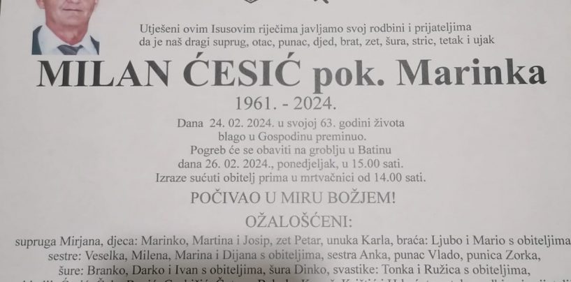 IN MEMORIAM MILAN ĆESIĆ