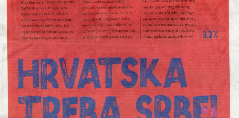 HRVATSKOJ TREBAJU SRBI, ALI NE KAO PUPOVAC