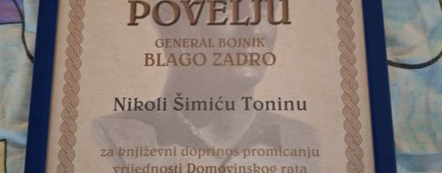 NIKOLI ŠIMIĆU TONINU POVELJA BLAGO ZADRO